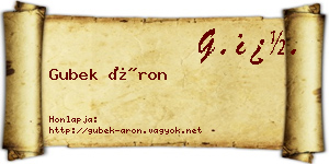 Gubek Áron névjegykártya